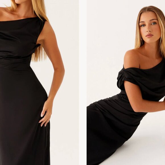 Peppermayo Heart Of Glass Satin Maxi Dress (Black) - Picture 3 of 3